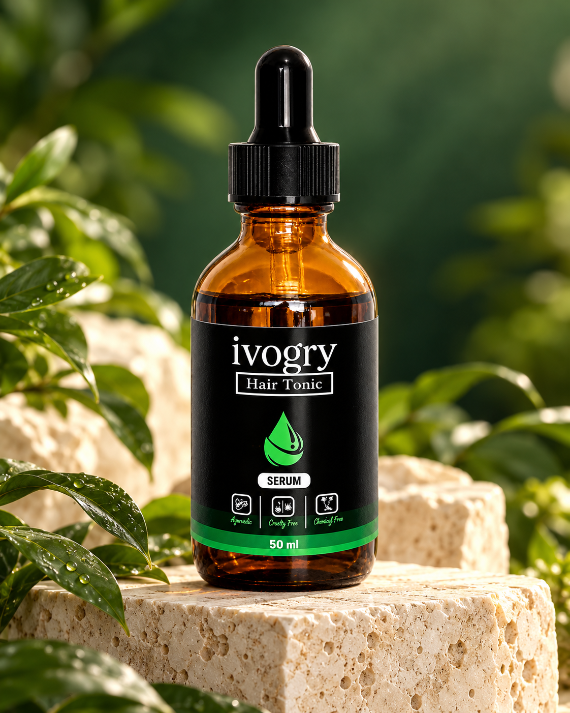 Botol ivogry Hair Tonic Serum dalam tampilan produk premium